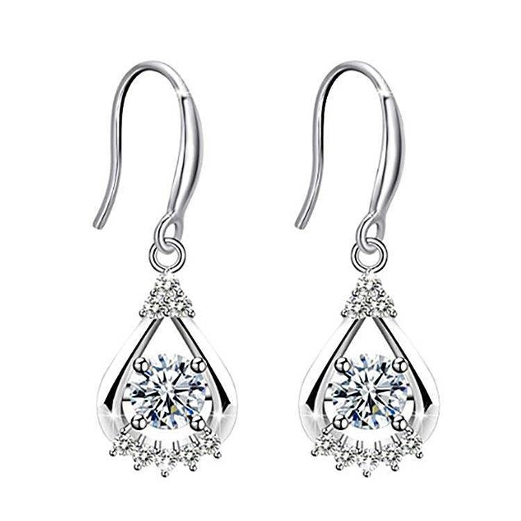 Boucles d'oreilles tendance en strass et diamant blanc pour femmes, Style Sier