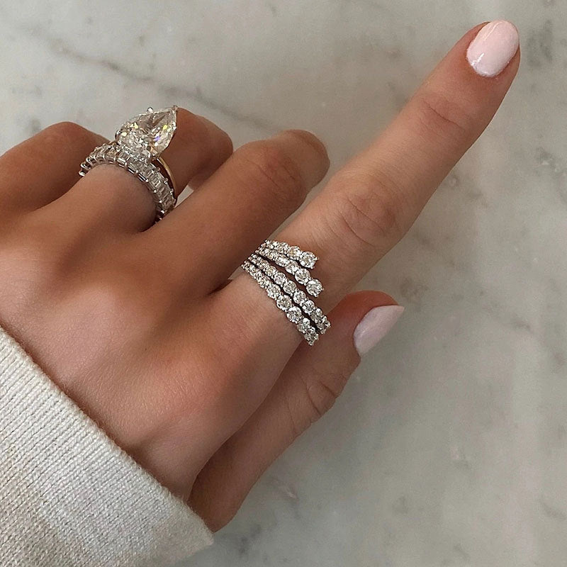 Shi Style Zircon Stackable Spray Valentine's Rings