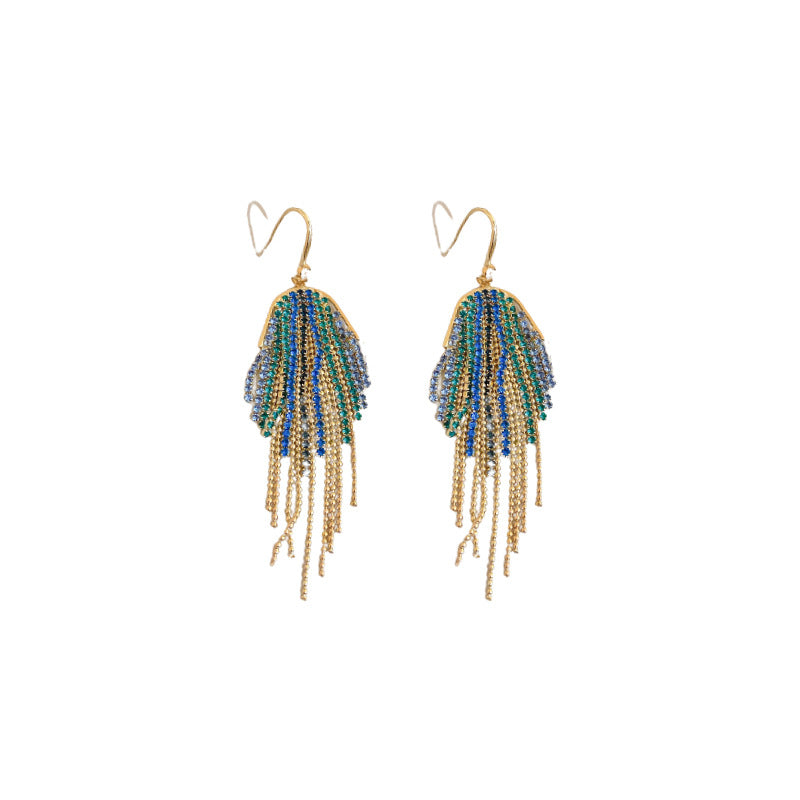 Long Chain Tassel Exaggerated Light Luxury Earrings