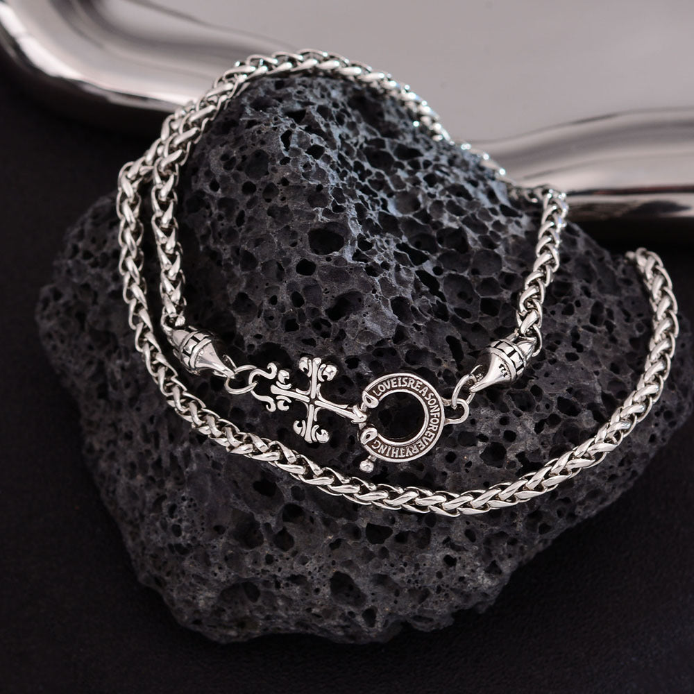 Cruciate Flower Buckle Cuban Female Light Luxury Minority Design Cross Necklace