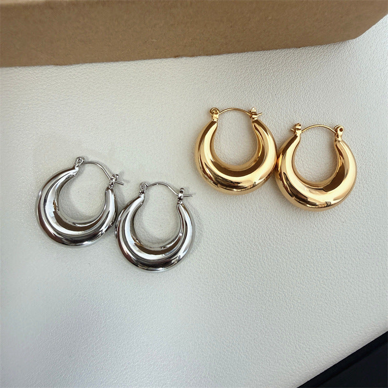 Simple Metal Circle Clip Niche Unique Design Minimalist Graceful Ear Buckle