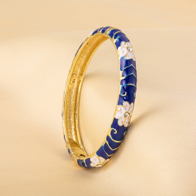 Cloisonne Enamel Fine Floral Vintage Drop Bracelet