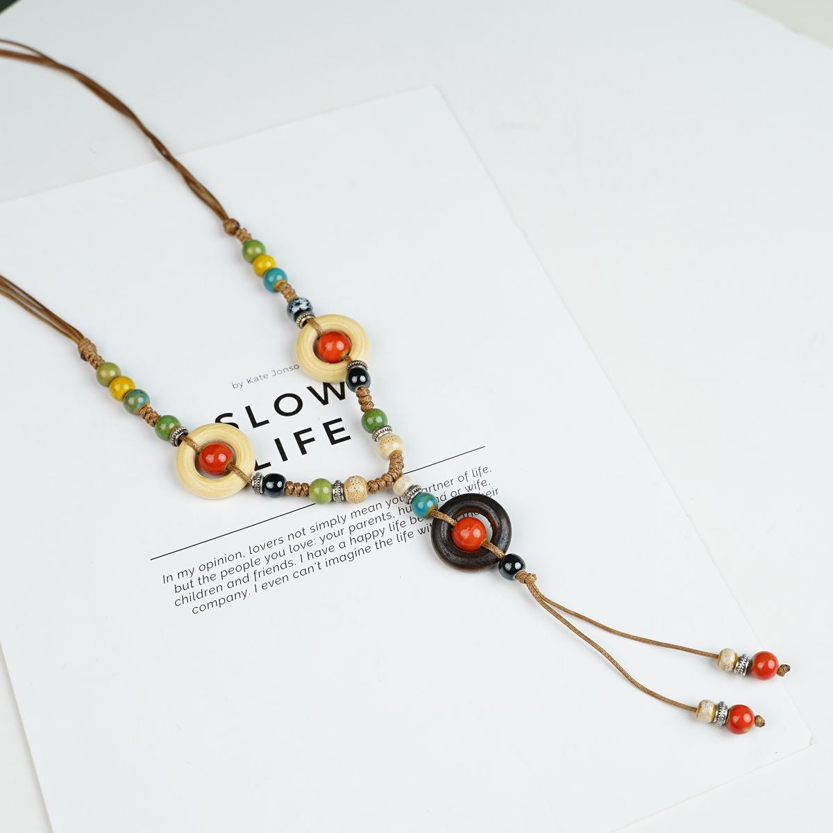 Peace Fu National Fashion Vintage Ceramic Female Longevity Necklaces