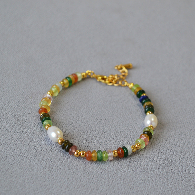 Colorful Real Stone Beaded Stacked Belt Bracelets