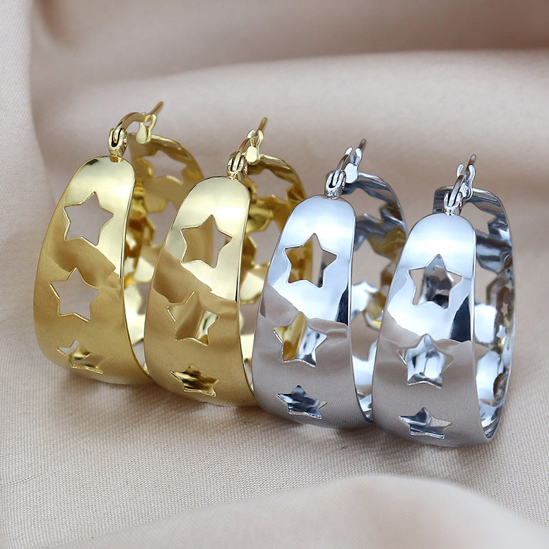 Women's Stylish Simple Personality Trendy High Profile Large Titanium Steel Clip Ear Buckle
