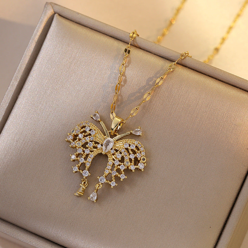 Women's Luxury Butterfly Full Diamond Fine Design Necklaces