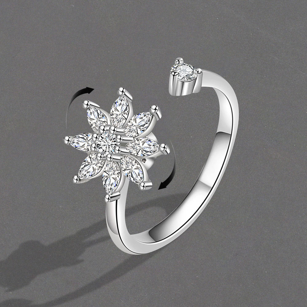 Turn Snowflake Rotatable Female Fashion Adjustable Personalized Rings