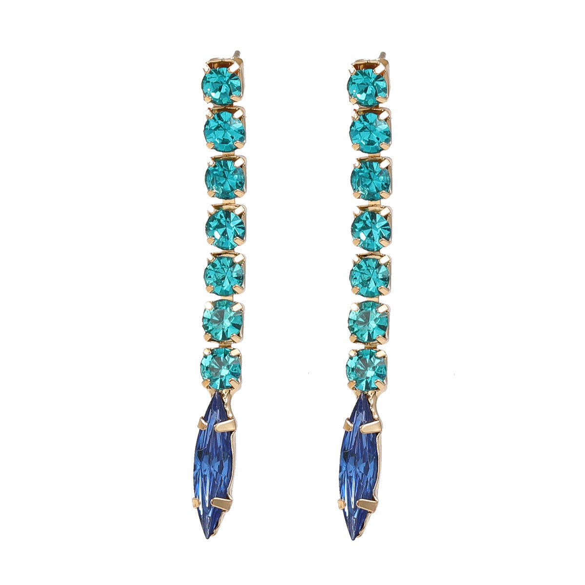 Stylish Colored Diamond Alloy Long Party Earrings