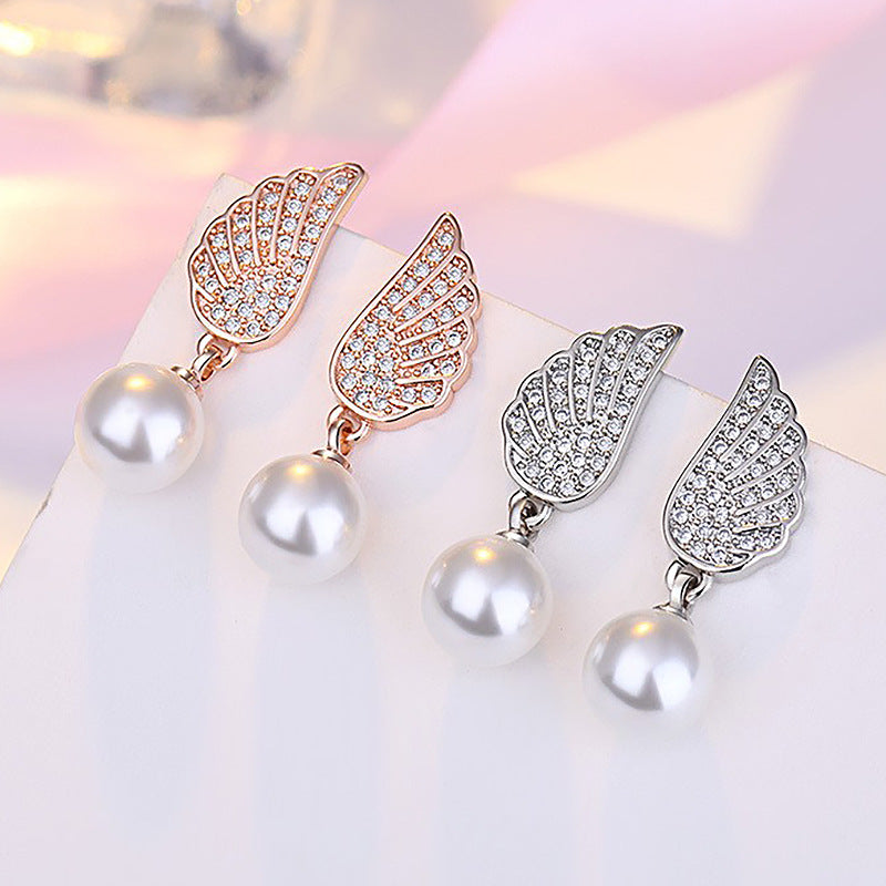 Perle pour femme pour boucles d'oreilles tendance ailes d'ange