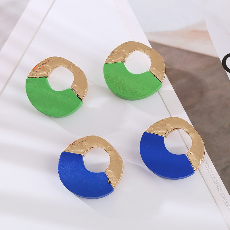 Patchwork Irregular Metal Wooden Korean Style Rings