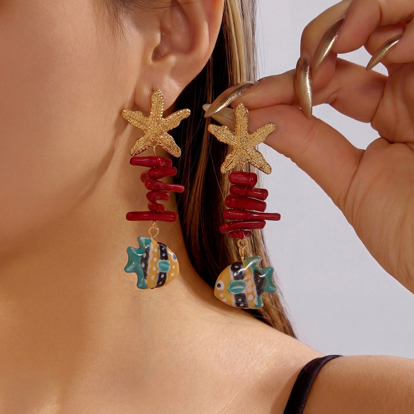 Small Fish Wild Ocean Series Starfish Coral Fishtail Rings