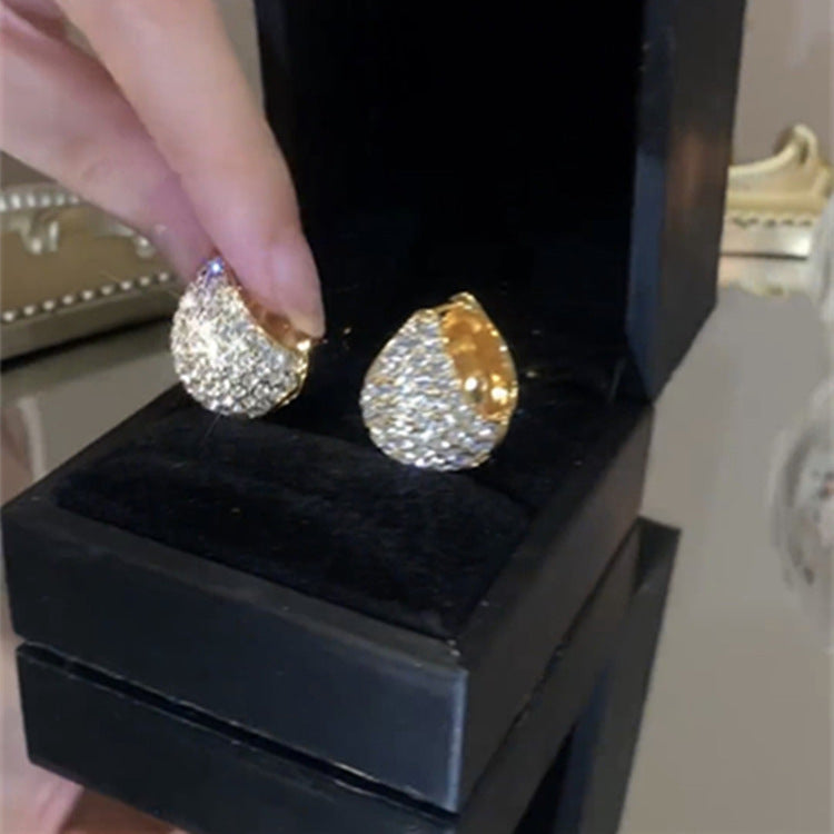 Light Luxury Full Diamond Clip Female Tide Earrings