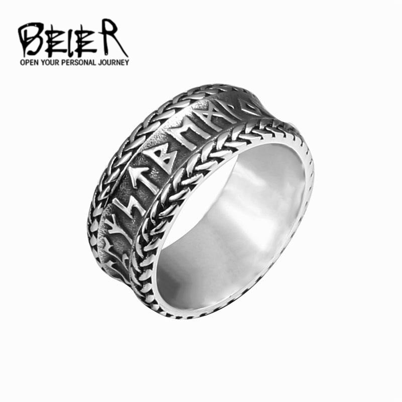 Men's Viking Letter Titanium Steel Stainless Bear Rings