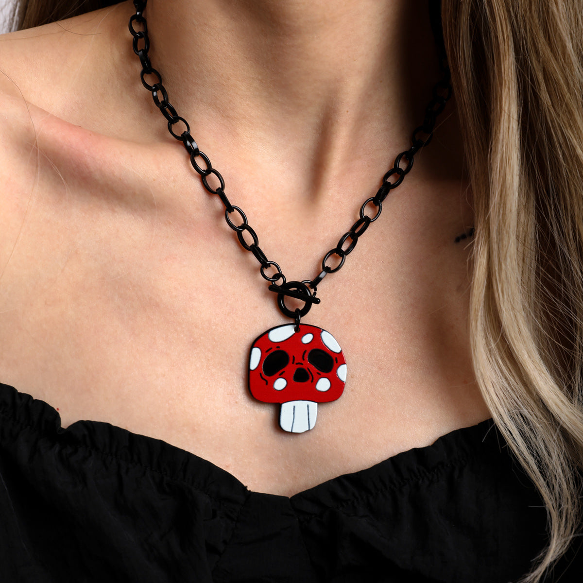 Starry Sky Skull Mushroom Halloween Cartoon Necklaces