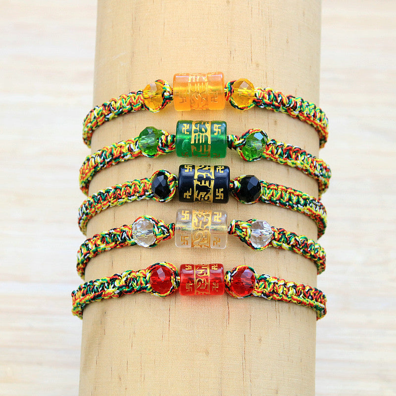 Words Mantra Barrel Beads Line Woven Bracelets