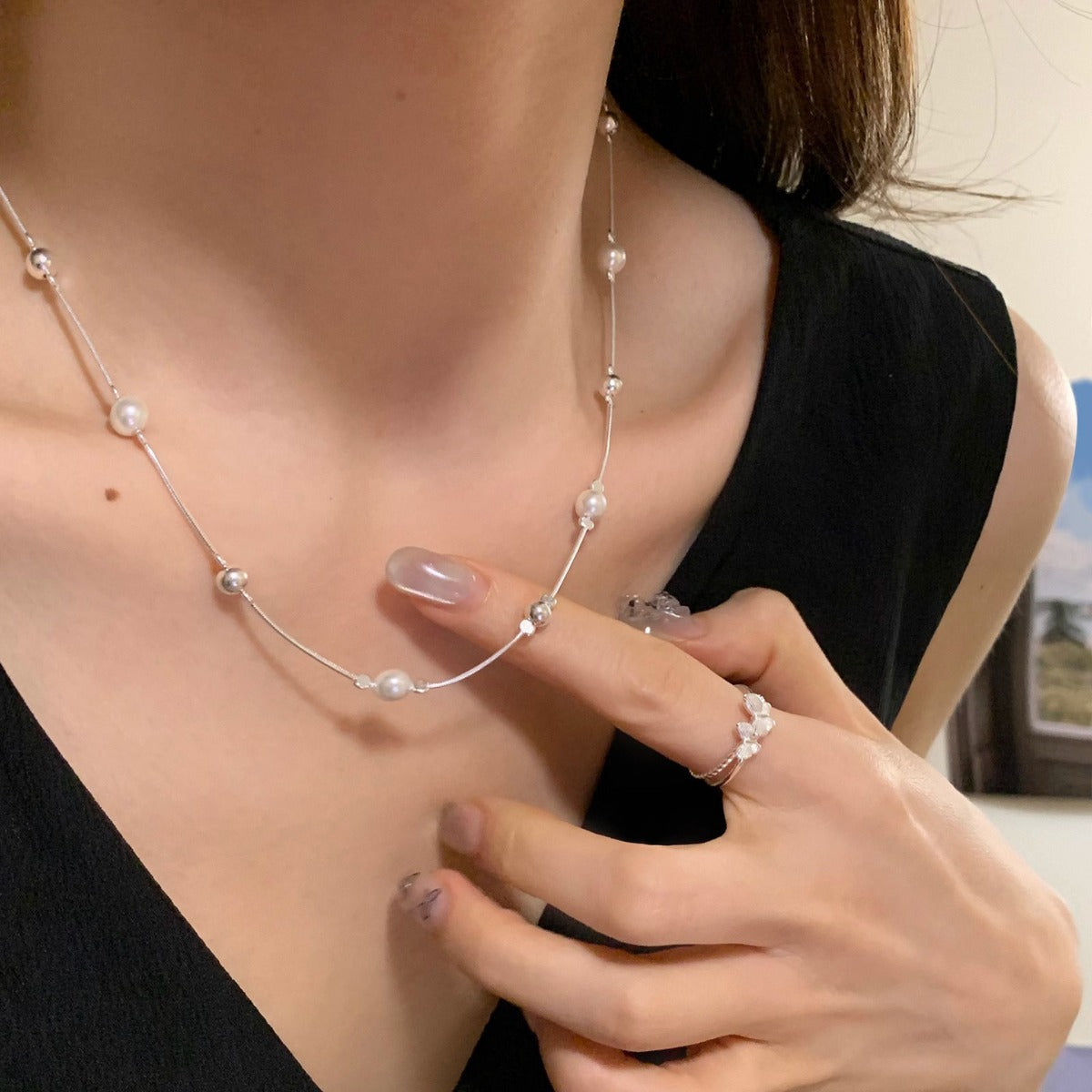 Women's Snake Bone Pearl For Temperament Wild High-grade Light Luxury Clavicle Necklaces