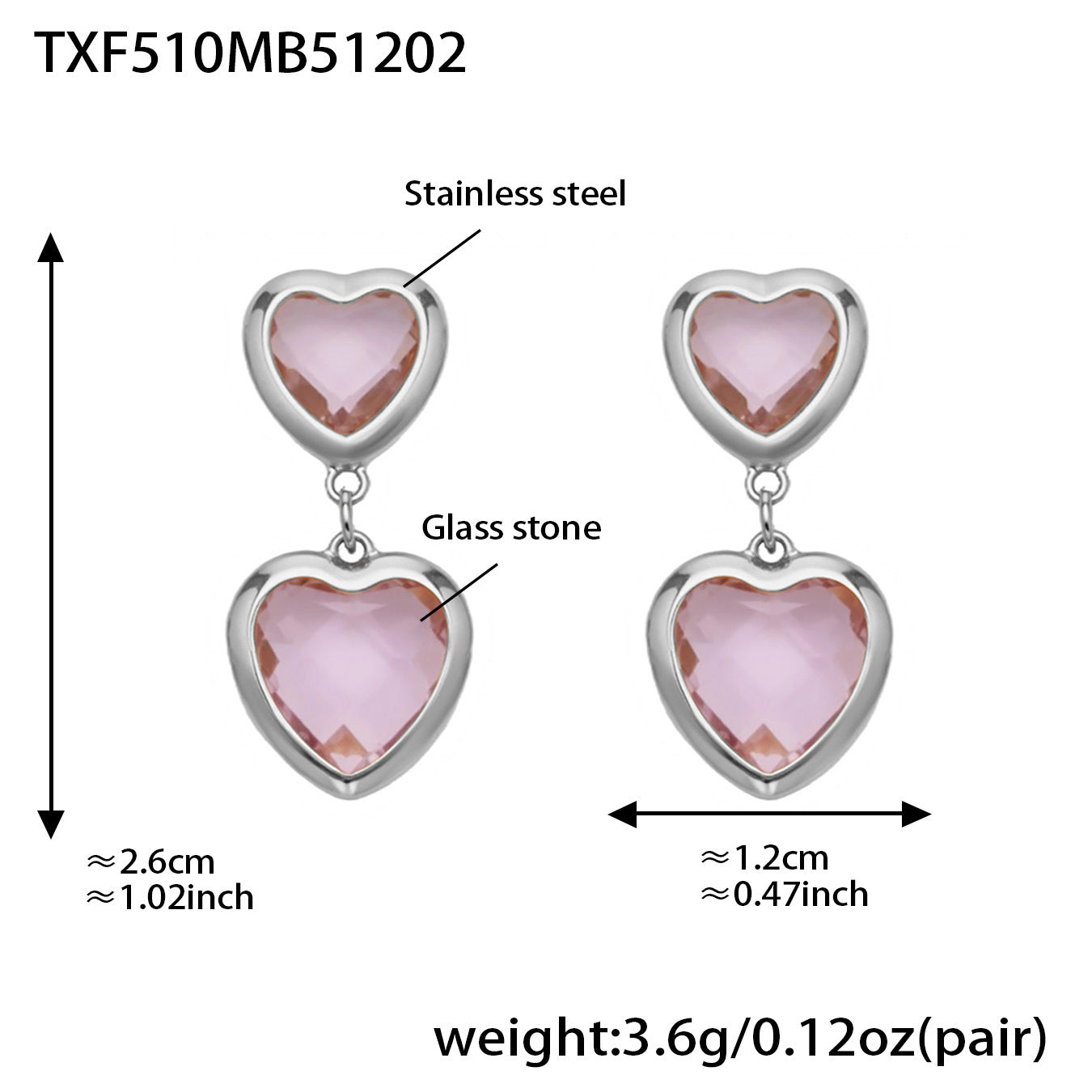 Cut Candy Color Heart-shaped Glass Stone Fashion Exquisite Stainless Rings