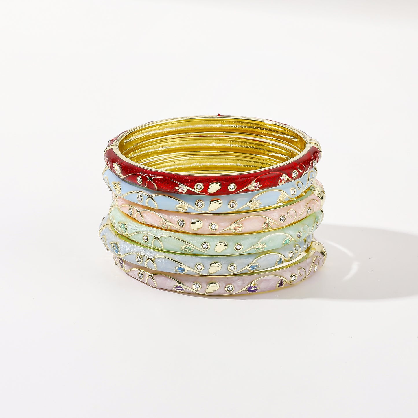 Alloy Open Drop Oil Enamel Small Flower Ethnic Style Tourist Bracelet