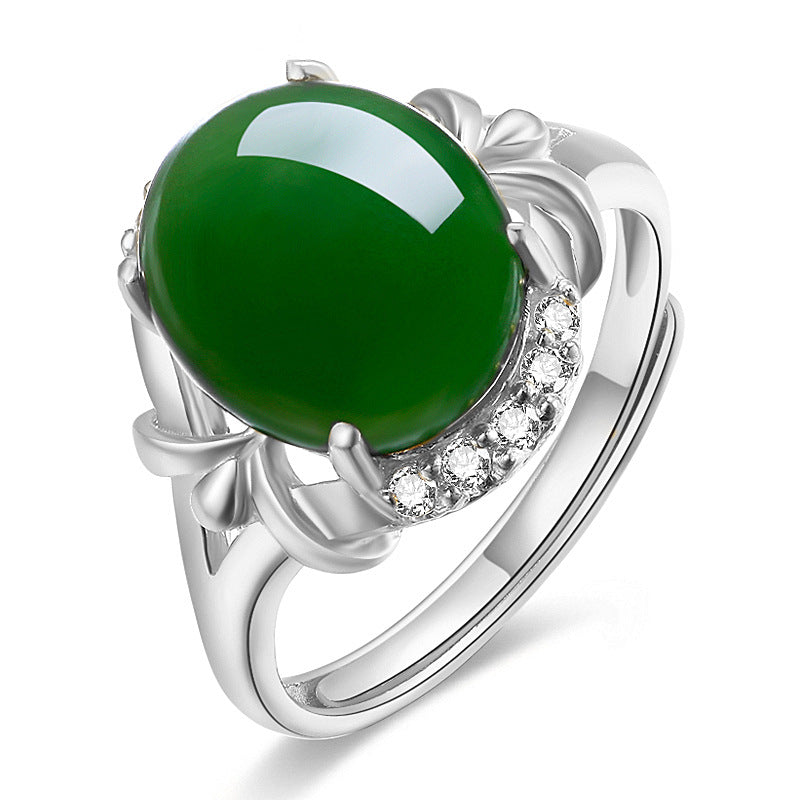 Ethnic Style Plated Jade Inlaid With Green Ring