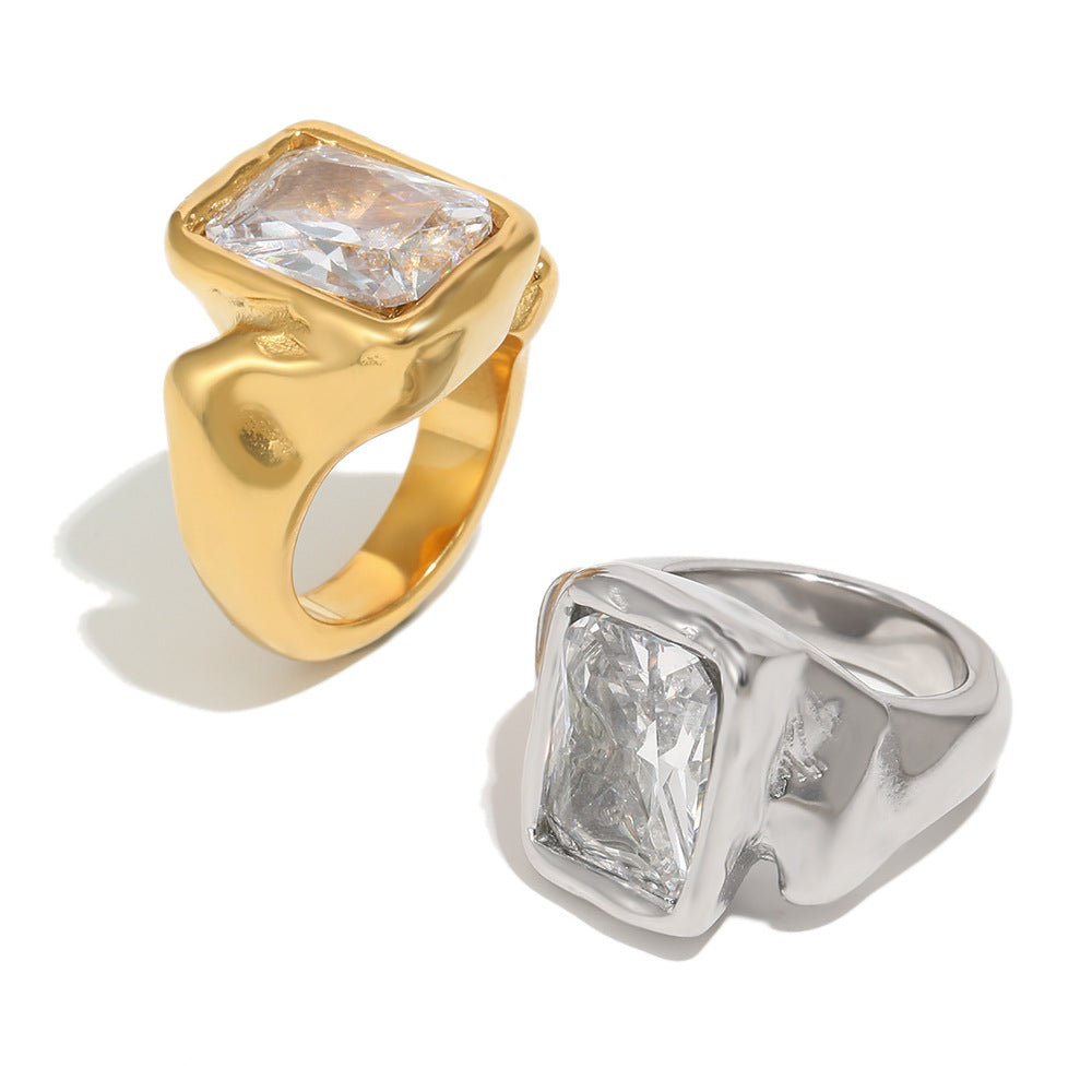 Fashion Simple Hand Stainless Steel Gold-plated Dark Pattern Rings