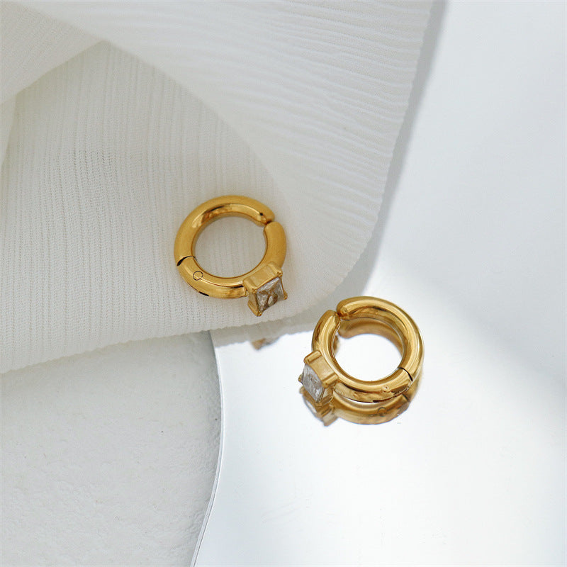 Women's Cold Style Square Diamond Painless No Earrings