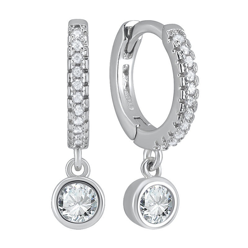 Colorful Round Zircon Female Personality Creative Geometric Fashion Ear Clip Rings