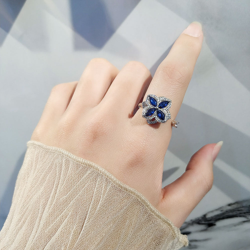 Women's Lucky Four-leaf Clover Spinning Simple Open Rings