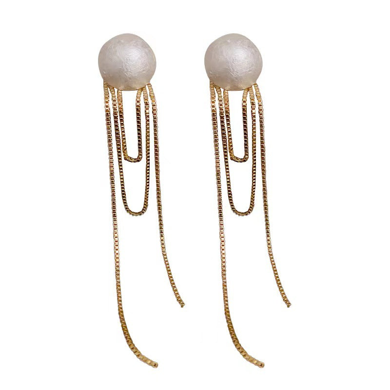 Design Long Pearl Temperament One Style For Tassel Eardrops Earrings