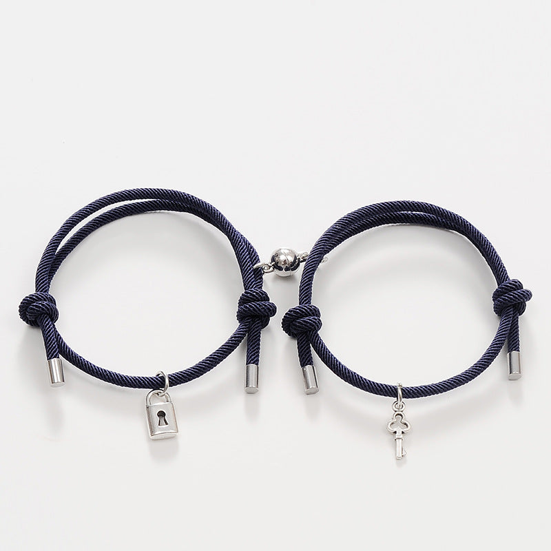 Women's & Men's & Key Lock Magnet Suction One Pair Of Lovers Bracelets