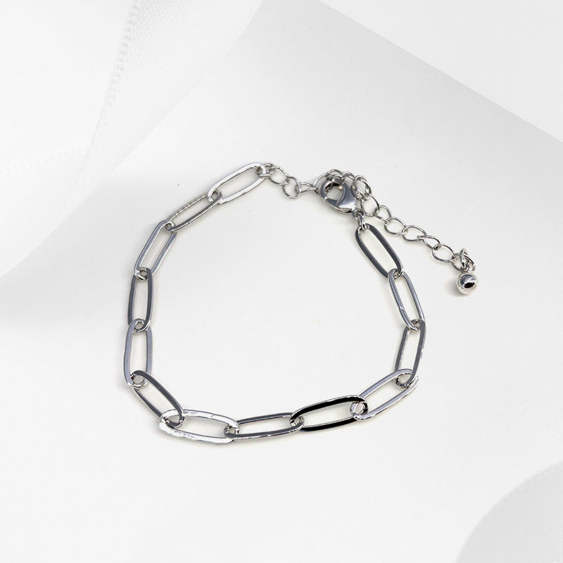 Clip Female Brass Real Gold Plating Spring Cuban Link Chain Bracelet