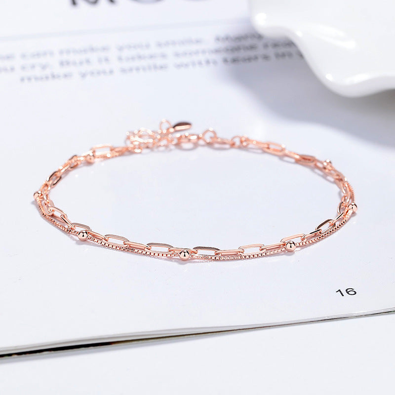 Women's For Sier Design Simple Round Beads Birthday Bracelet