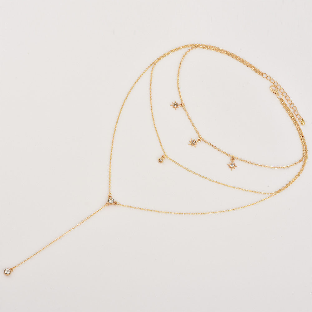 Alloy Diamond Super Flash Clavicle Chain Necklace