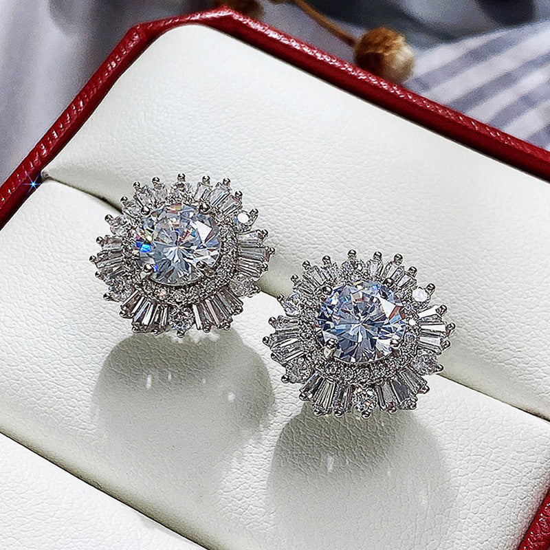 Luxury Full Rhinestone Zircon Snowflake The Earrings