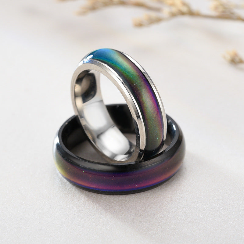 Mood Temperature Change Titanium Steel Couple Ring