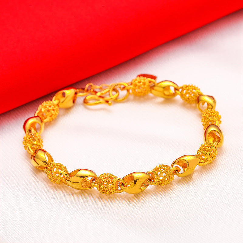 Women's Placer Gold Jewelry Hollow Exquisite Beads Bracelets