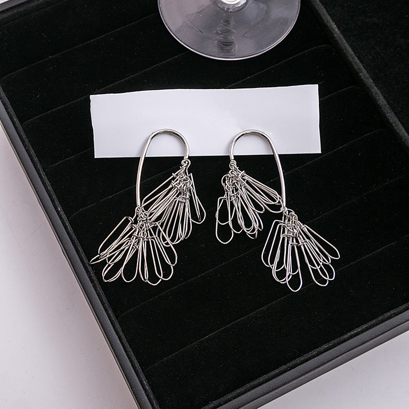 Pine Needle Tassel Minimalist Design Asymmetric Eardrops Earrings