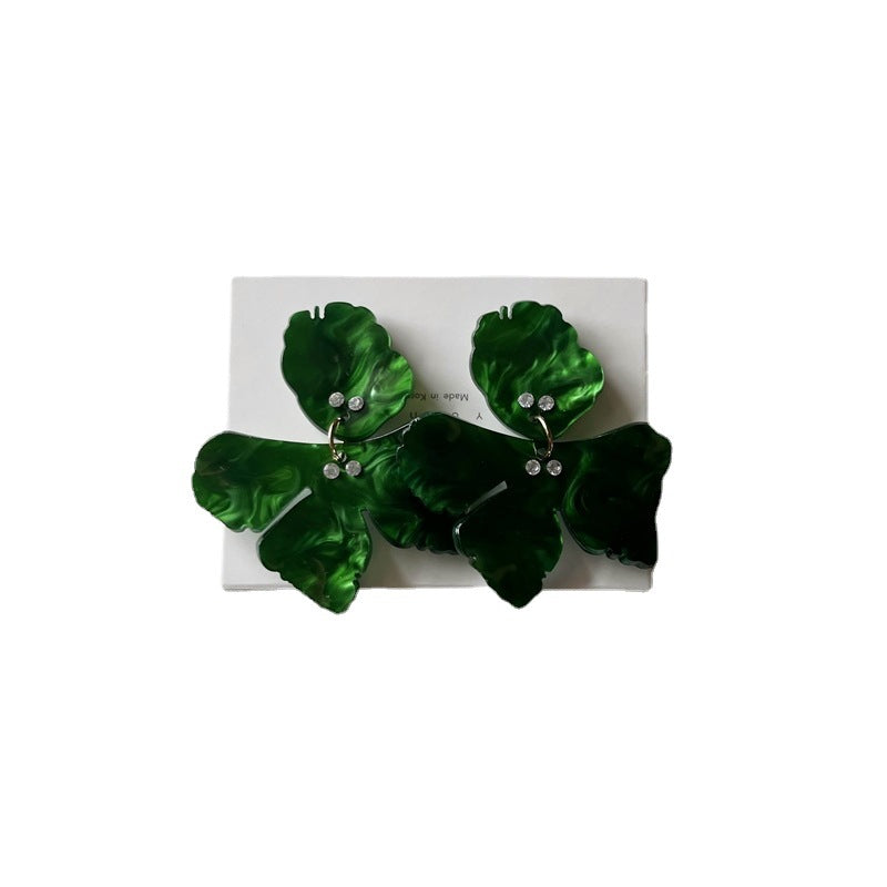 Acrylic Petal Female Sier Needle Personality Fashion Korean Stud Earrings