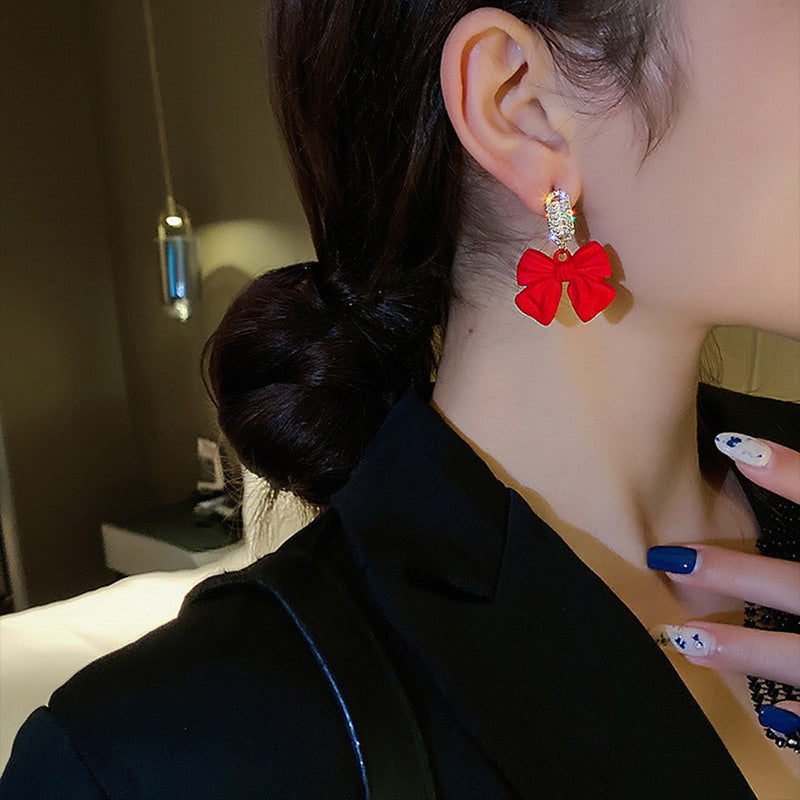 Bow Vintage Fashionable Elegant High-grade Female High-key Earrings