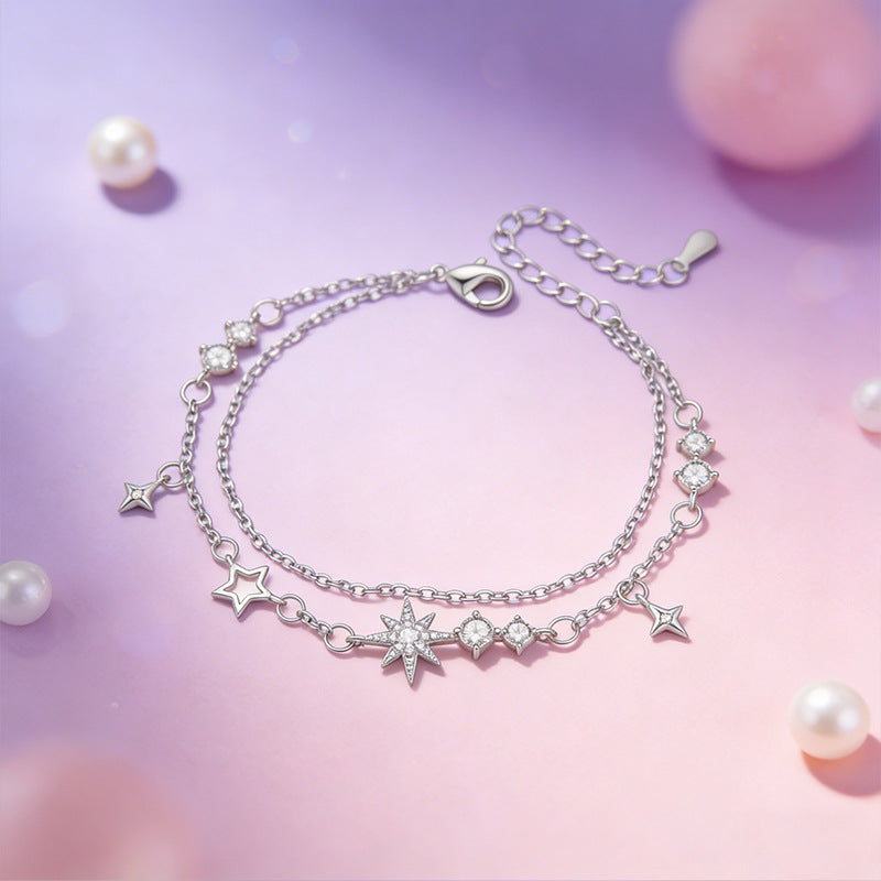 Light Luxury High-grade Hollow Zircon Birthday Bracelet