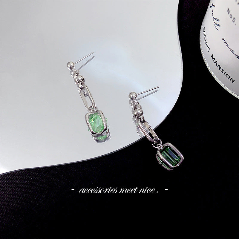 Women's Drop Zircon Tassel Chain Niche Design Earrings