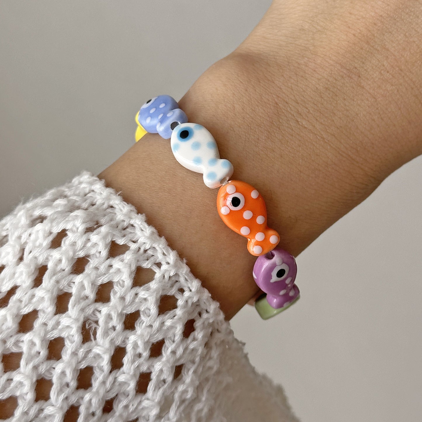 Women's Ceramic Small Fish Beaded Color Matching Cute Bracelets