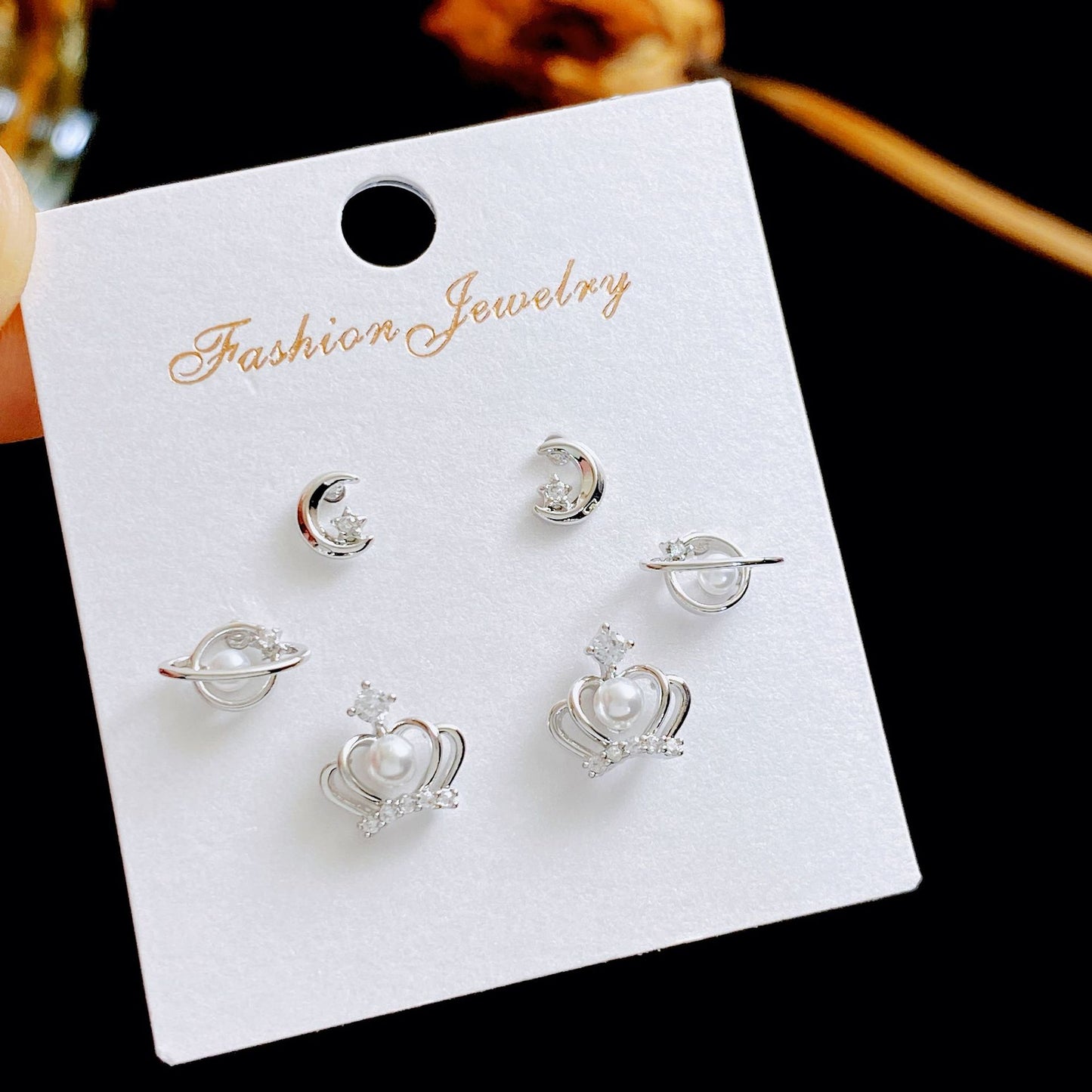 Women's Three Pairs Storage Ear High Sense Earrings