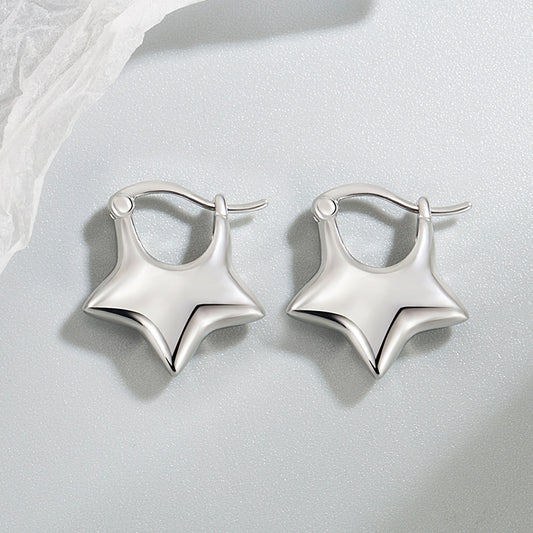 Women's Five-pointed Star Ear Clip Cold Style Simple Design Trendy Plain Earrings
