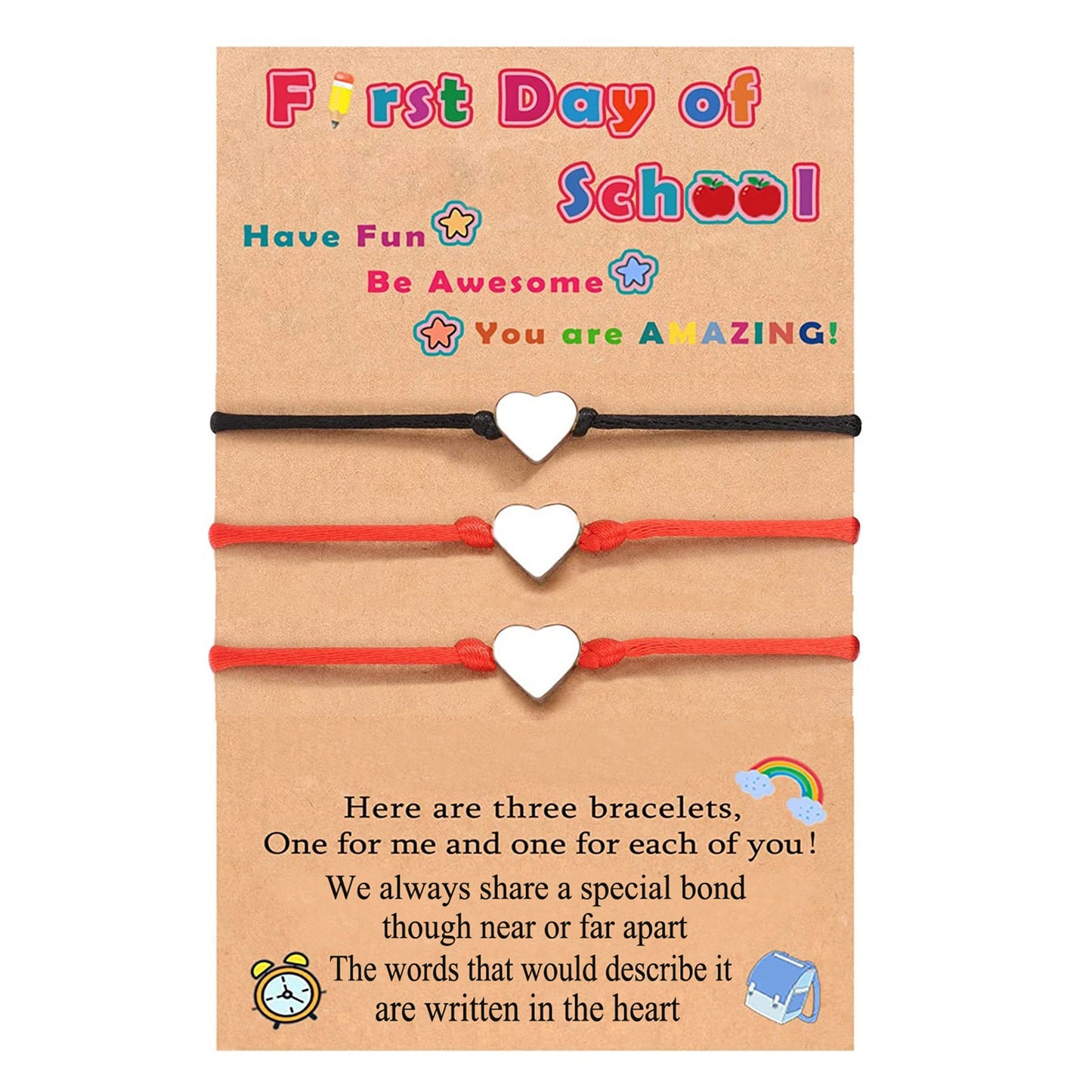 School Creative Copper Glossy Small Heart Card Wrist Bracelets