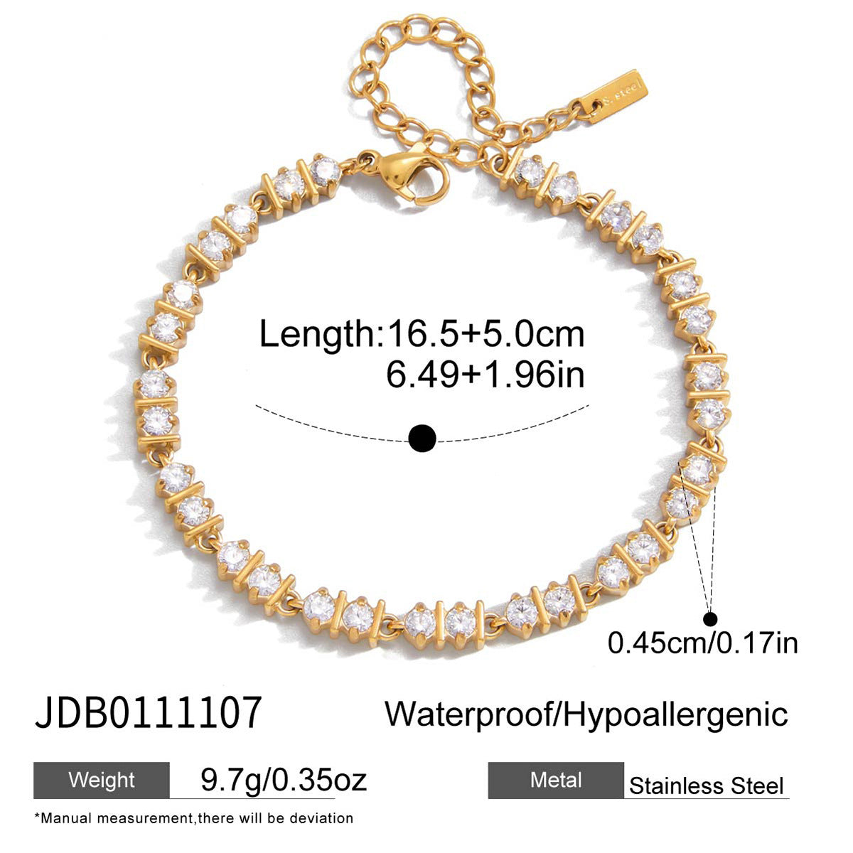 Ding Stainless Steel Zircon Tennis Light Luxury High-grade Korean Bracelet
