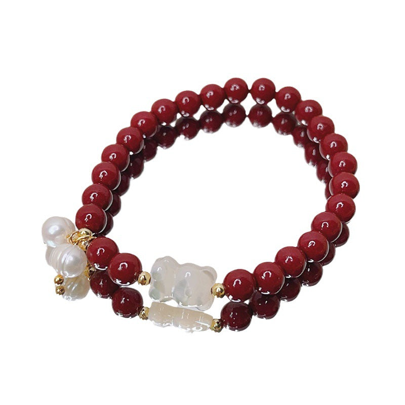 Cinnabar Female Chinese Ethnic Style Pearl Shell Bracelets