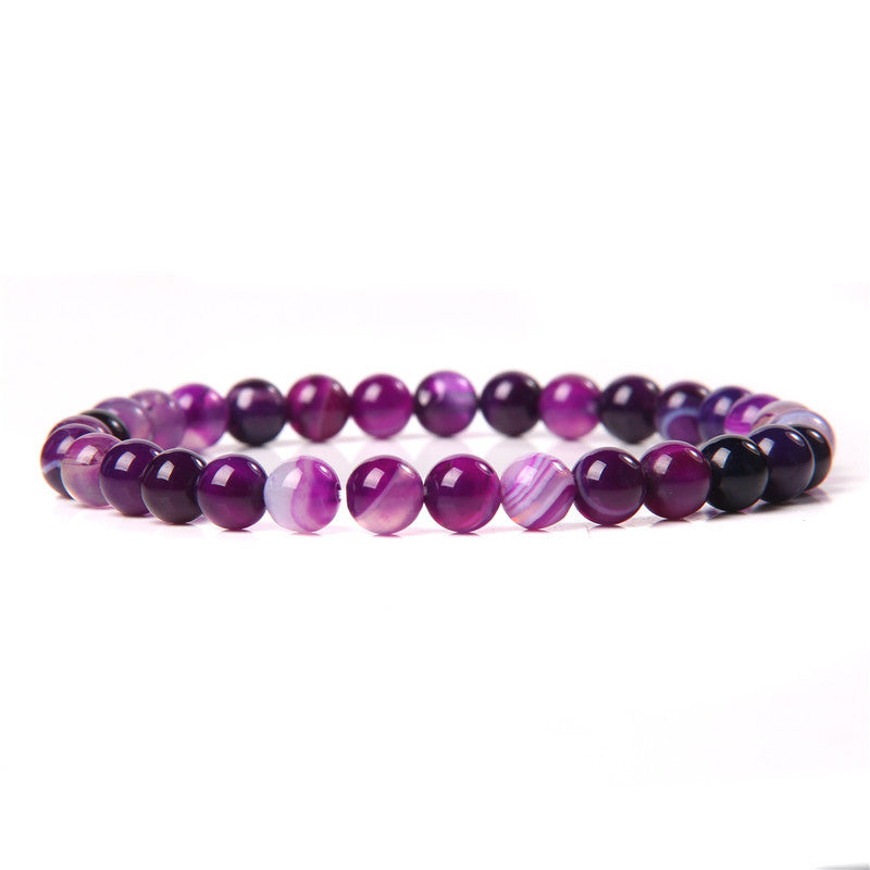 Women's Stone Purple Agate Handmade Round Beads Bracelets