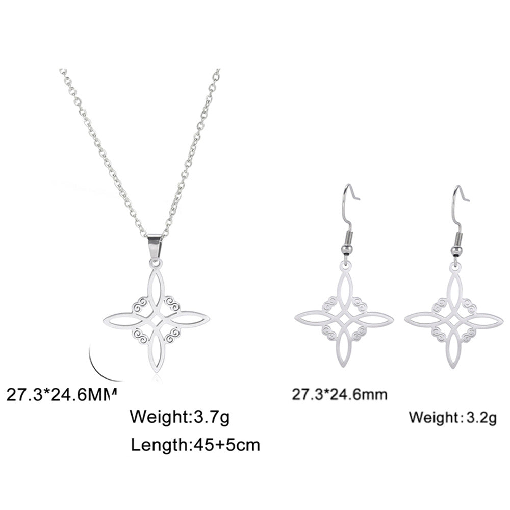 Witch Knot S-shaped Cut Stainless Steel Jewelry Set