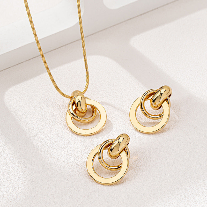 Light Luxury Gold Geometric Suite Simple Fashion High Jewelry Set