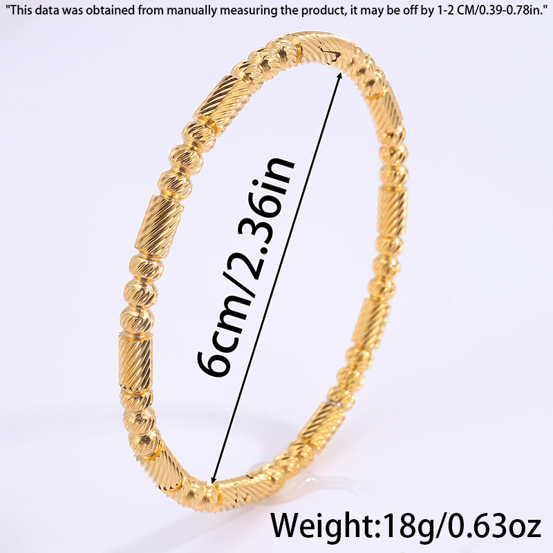 Stainless Steel Bamboo Joint Round Beads Titanium Female Bracelet